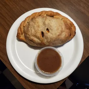 a pie and a cup of coffee