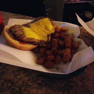 A King T w/ cheese and the works and cheese curds