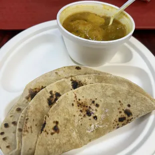 Roti Saga and Makki Roti, potato curry