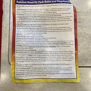 Park rules.