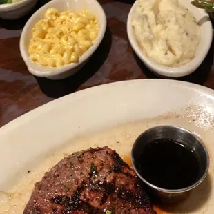 Sirloin steak with basically all the sides they serve - split 4 ways with my family