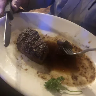 Medium rare mostly devoured sirloin