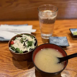Salad, Miso Soup