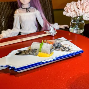 天使の海老砧卷去 Blue Shrimp wrapped with daikon