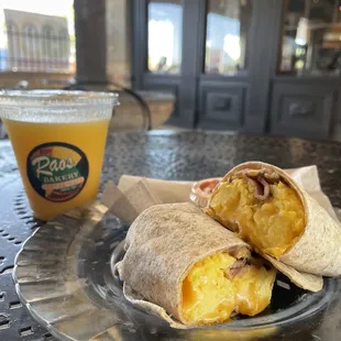 Bacon, Egg &amp; cheese Wrap and a Orange Juice