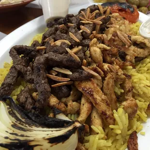 Chicken and beef shawerma platter