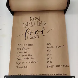 Food menu as of 6/11/2022. Only available from 11am-7pm.