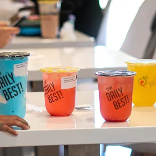  variety of drinks on a table