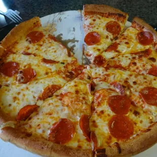 Large Pepperoni pizza from Raphael's in Fayetteville, TN.