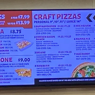 posted menu as of 5/2022
