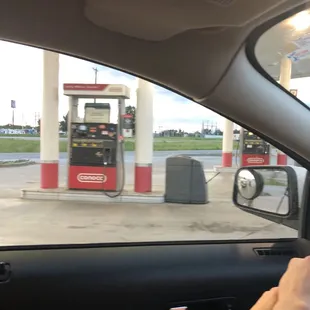 a view of a gas station