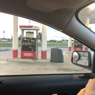 a view of a gas station