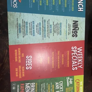 Menu. Lunch and specials