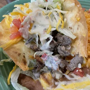 Steak puffy Taco- delicious with House dip! Order it to add!