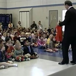 Amazing and amusing the kids at another school show.