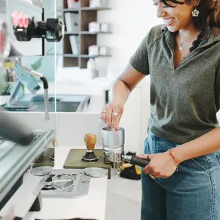 Extraction by skilled baristas.