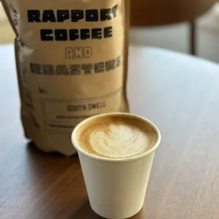 Flat white with oat milk! Espresso beans .