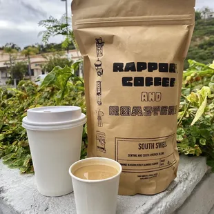 1.5lbs South Swell Coffee Beans with an Espresso and Spanish Latte.