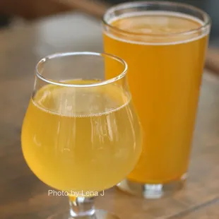 Mango Tree IPA ($7) and Bourbon Peach American Wild Ale ($7)