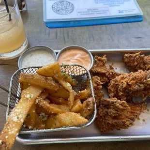 Chicken tenders and fries