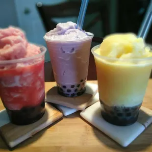 We have Smoothies and Frozen Aguas Frescas with Boba