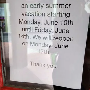 Thought I'd save someone else an Uber ride. Please update your hours when going out of town.