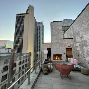 a view of the city from the roof of a building