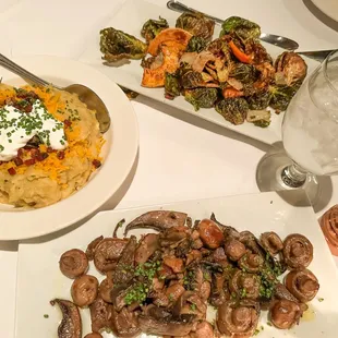 Mashed Potatoes, Sauteed Mushrooms, &amp; Brussel Sprouts