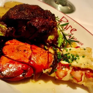 Filet &amp; Lobster special. With Brussels sprouts and fingerling potatoes. Yum!