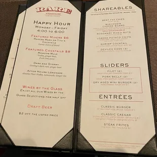 Happy hour menu