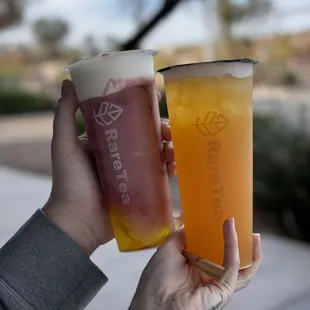 Peach Spring Tea (right), Grape Duo Tea (left)