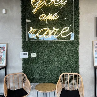 Seating area. Social media worthy photo opp