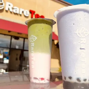 Matcha Rose latte &amp; Taro Smoothie w/boba