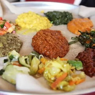 a plate of ethiopian food