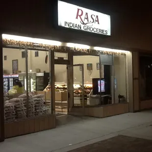 During night time store front view