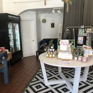 a table with various items on it