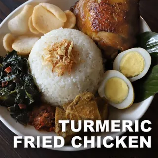 Turmeric Fried Chicken Rice Platter