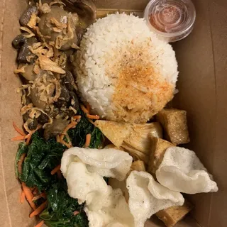 Mushroom Rendang Rice Platter (VEGAN)