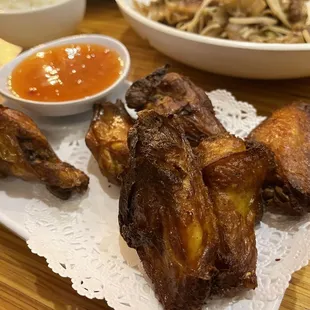 Thai Chicken Wings 3/5- flavors comes from dipping in the chili sweet sauce but still very good!