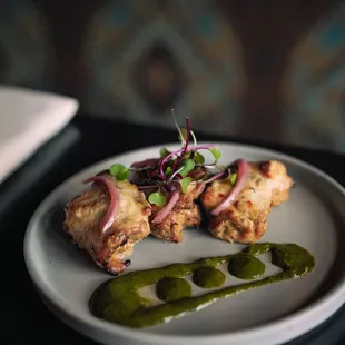 Ghar Ki Murgi - Chicken Kebab - Cashew Cream Cheese, Thai Chili, Pickled Red Onions