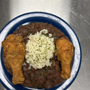 Red Beans &amp; Rice , with the fried Chicken omg this food is delightful.