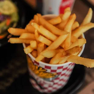 french fries and a salad