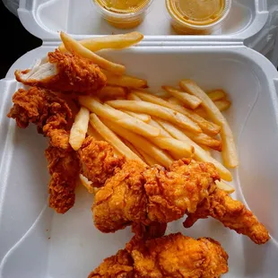 Chicken tenders-perfect amount of crisp and juicy chicken