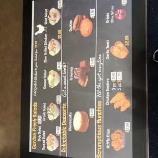 Salads, desserts, fries and drinks