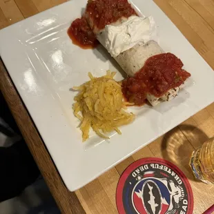 Breakfast burrito with cheesy potatoes