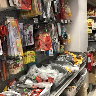 shelves of various items