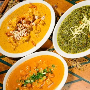 Prawn Korma, Saag Paneer, Chicken Tikka Masala