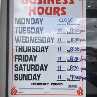 Hours as of February 2025