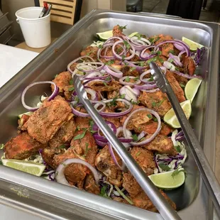 a tray of food on a table