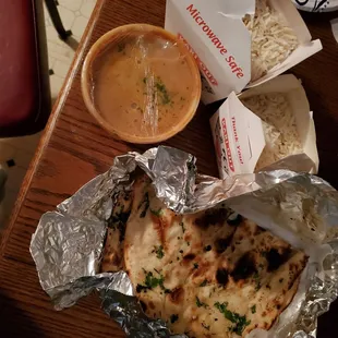 Chicken Tikka, rice and garlic Naan (delivered)